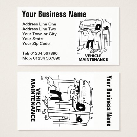 Car &amp; Vehicle Maintenance Cartoon Business Card