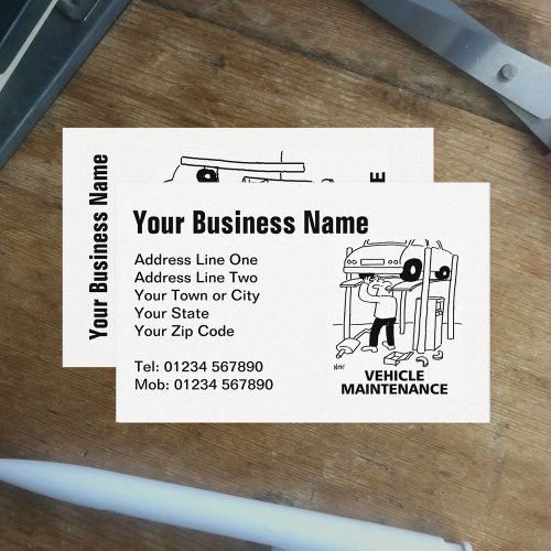 Car  Vehicle Maintenance Cartoon Business Card