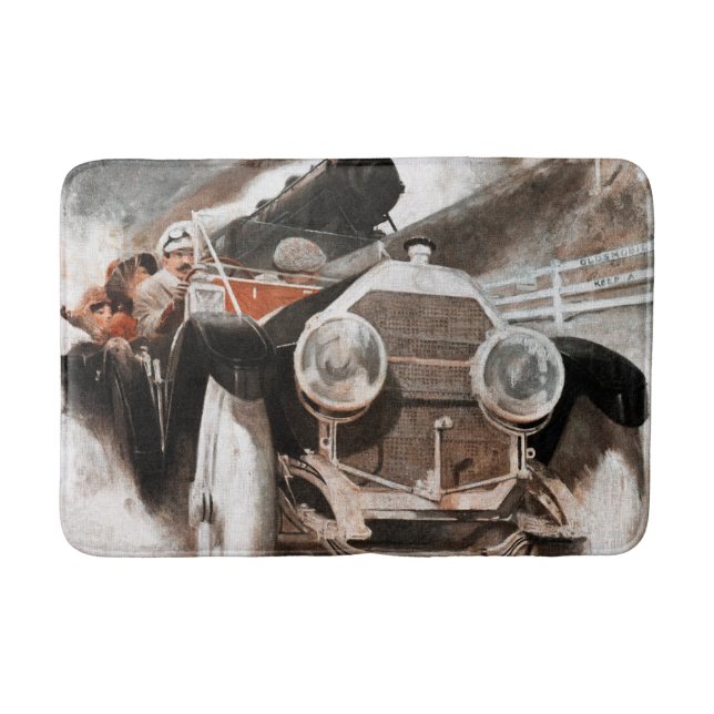 Car vs Train by William Harnden Foster Bathroom Mat (Front)