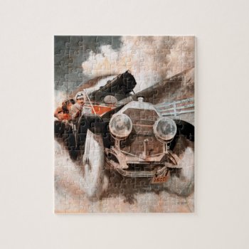 Car Vs Train By William Harnden Foster Jigsaw Puzzle by PostSports at Zazzle