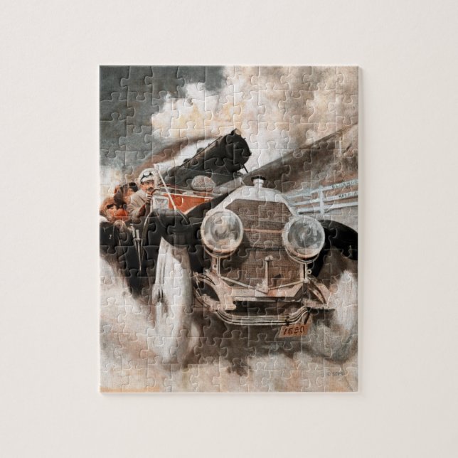 Car vs Train by William Harnden Foster Jigsaw Puzzle (Vertical)