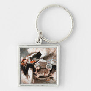 Car vs Train by William Harnden Foster Keychain