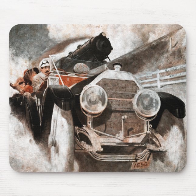 Car vs Train by William Harnden Foster Mouse Pad (Front)