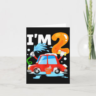 Car Wash 2 Two Year Old Kids 2nd Birthday Party Card
