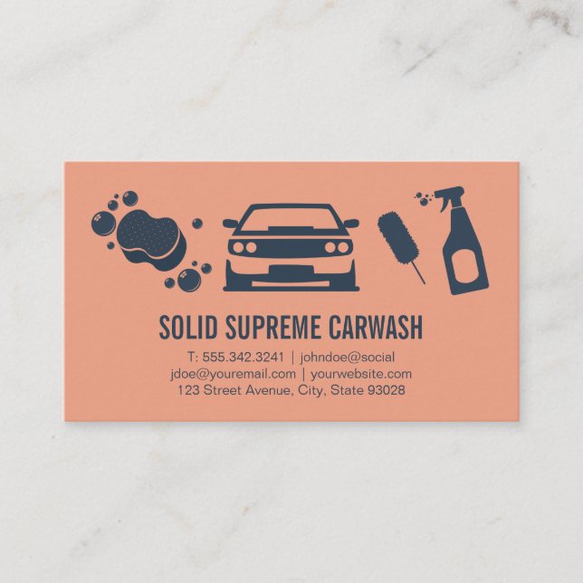 Car Wash and Detailing | Cleaning Service Business Card (Front)