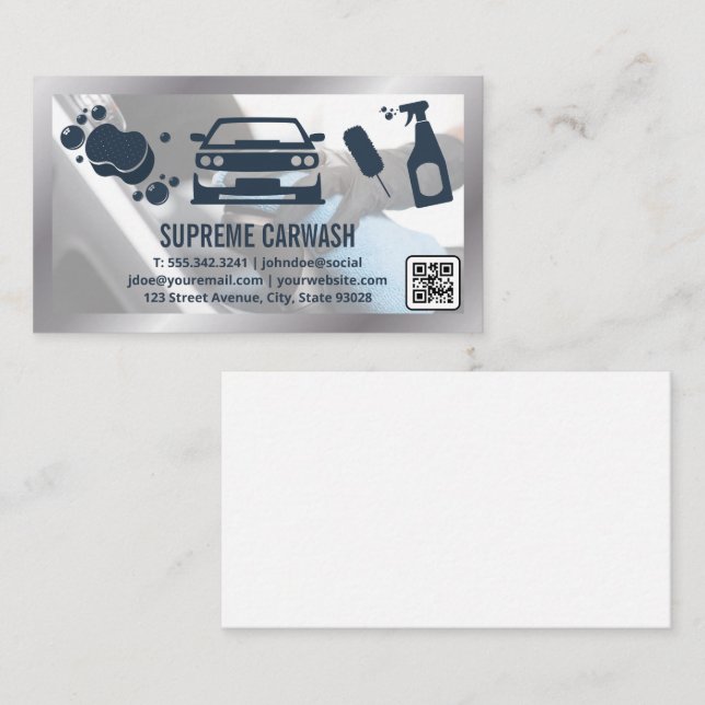 Car Wash and Detailing | Interior Cleans | Barcode Business Card (Front/Back)