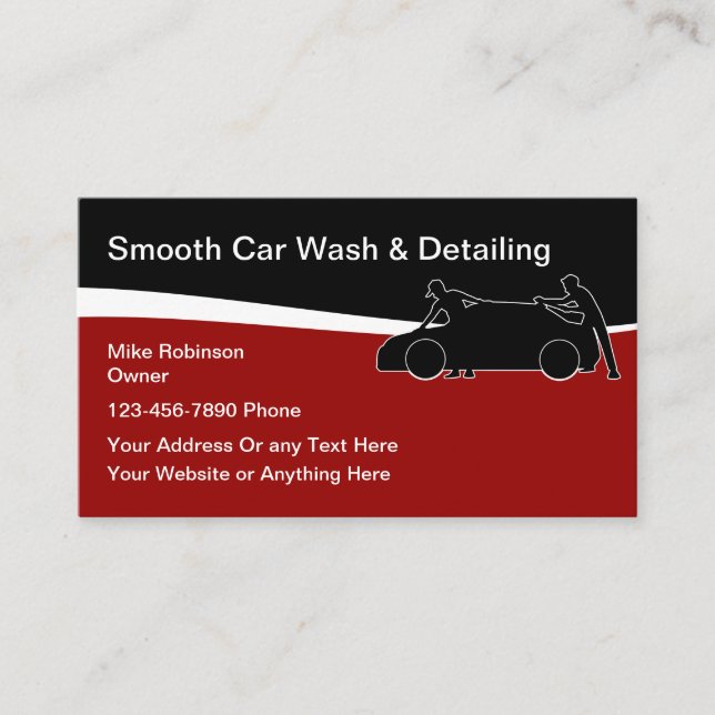 Car Wash And Detailing Modern Business Cards (Front)