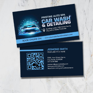 Car Wash and Detailing Professional Sleek Business Card