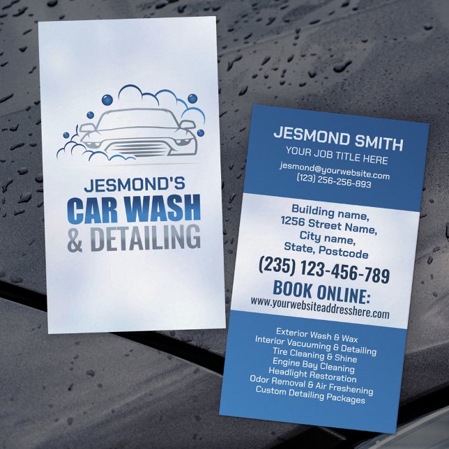 Car Wash and Detailing Professional Sleek Business Card (Creator Uploaded)