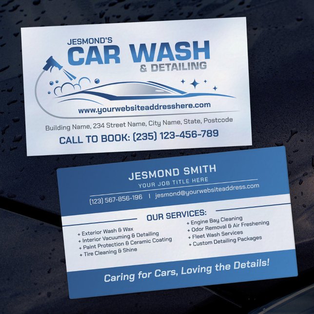Car Wash and Detailing Professional Sleek Business Card (Creator Uploaded)