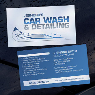 Car Wash and Detailing Professional Sleek Business Card