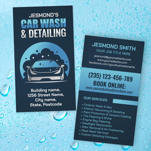 Car Wash and Detailing Professional Sleek Business Card (Creator Uploaded)