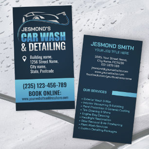 Car Wash and Detailing Professional Sleek Business Card