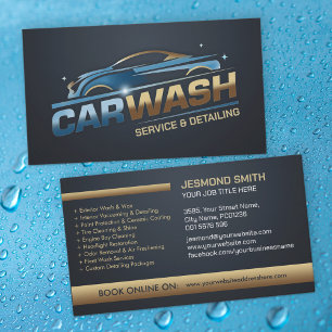 Car Wash and Detailing Professional Sleek Business Card