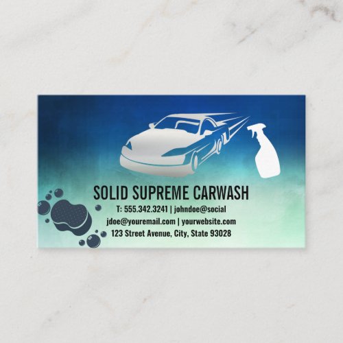 Car Wash and Detailing  Spray and Sponge Business Card