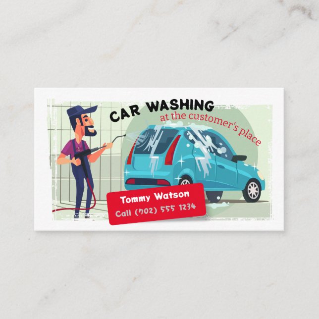 Car wash at your doorstep | Funny Business Card (Front)
