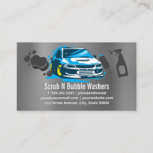 Car Wash Auto and Bubbles Cleaners Business Card