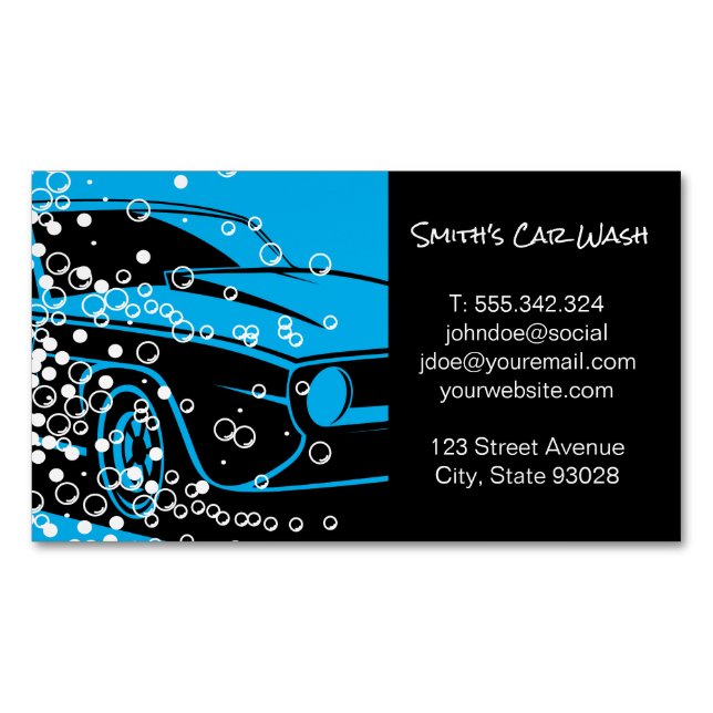 Car Wash | Auto Car Detailing | Cleaning Service Business Card Magnet (Front)