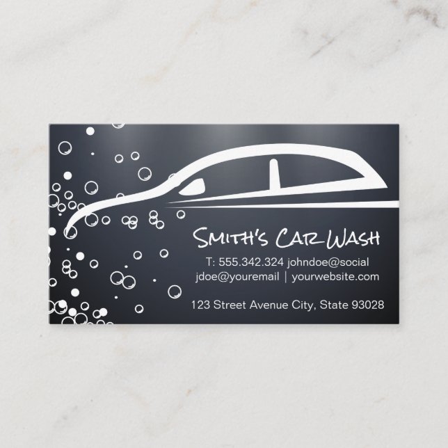 Car Wash | Auto Car Detailing | Soap Bubbles Business Card (Front)