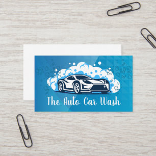 Car Wash Auto Cleaning Sports Car Soap Bubbles Business Card