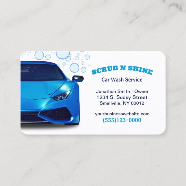 Car Wash Auto Detail Service Business Card (Front)