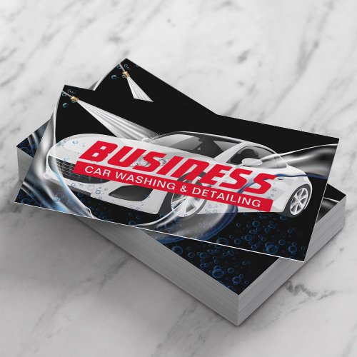 Car Wash  Auto Detailing Black Automotive Business Card