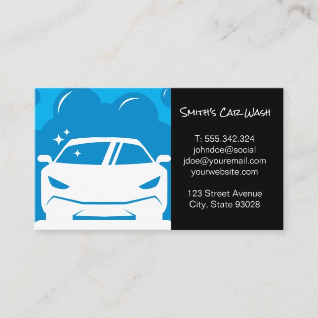 Car Wash | Auto Detailing | Cleaning Service Business Card (Front)