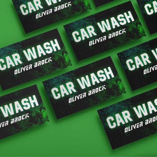 Car Wash  Auto Detailing Green Neon  Business Card