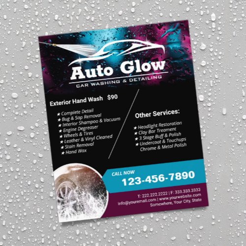 Car Wash Auto Detailing Modern Cleaning Flyer