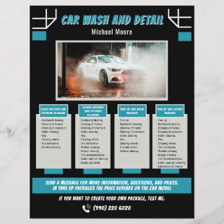 Car Wash Auto Detailing Price Package Flyer