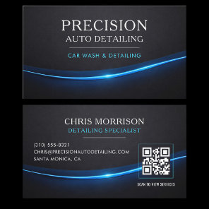 Car Wash & Auto Detailing QR Code Business Card