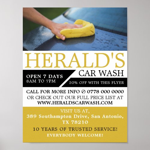 Car Wash Auto Wash Cleaning Service Advertising Poster