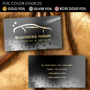 Car Wash Automotive Cleaning Auto Detailing Gold Foil Business Cards