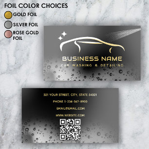 Car Wash Automotive Cleaning Auto Detailing Gold Foil Business Cards