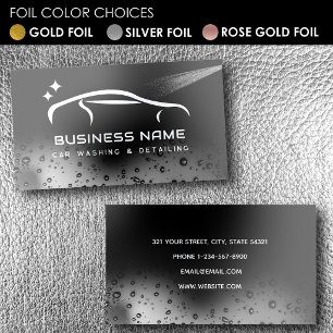 Car Wash Automotive Cleaning Auto Detailing Silver Foil Business Cards
