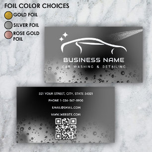 Car Wash Automotive Cleaning Auto Detailing Silver Foil Business Cards