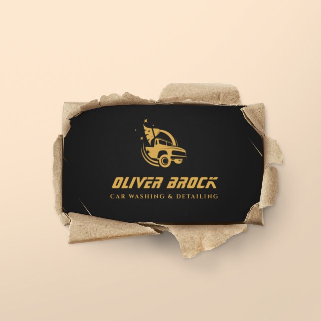 Car Wash Black & Gold Business Card (Creator Uploaded)