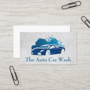 Car Wash Blue Auto Cleaning Logo Business Card