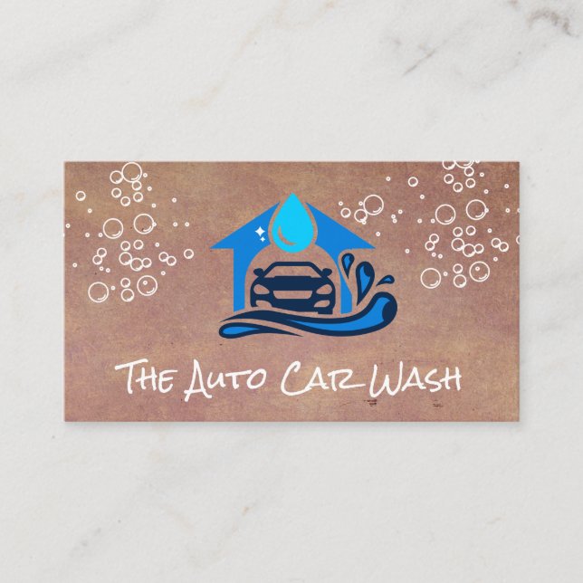 Car Wash Bubbles and Auto Service Business Card (Front)