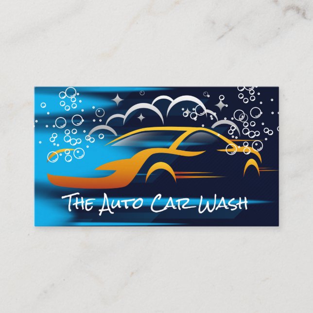 Car Wash Bubbles Cleaning Service Business Card (Front)