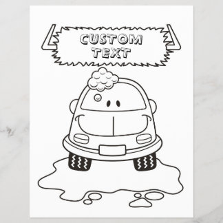 Car Wash Cartoon Coloring Book Page