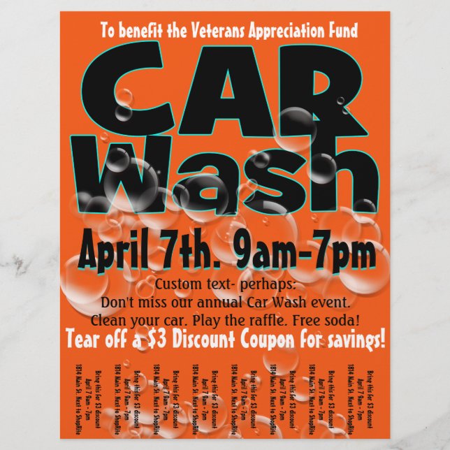 Car Wash. Carwash. Customizable promotional flyer (Front)
