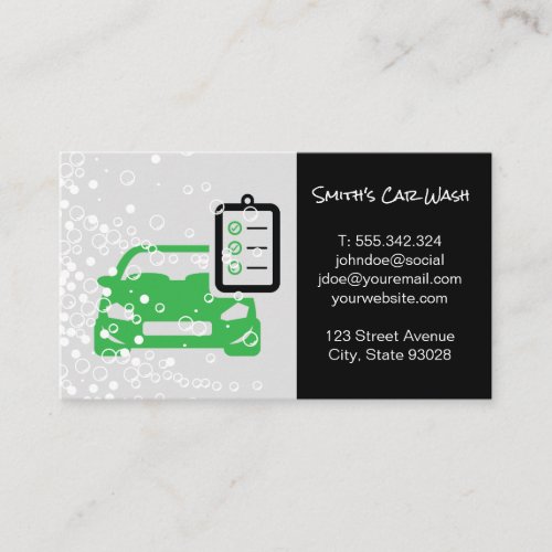 Car Wash Checklist  Cleaning Service Business Card