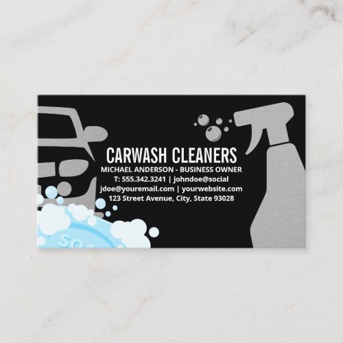 Car Wash Cleaners  Soap Bubbles Business Card