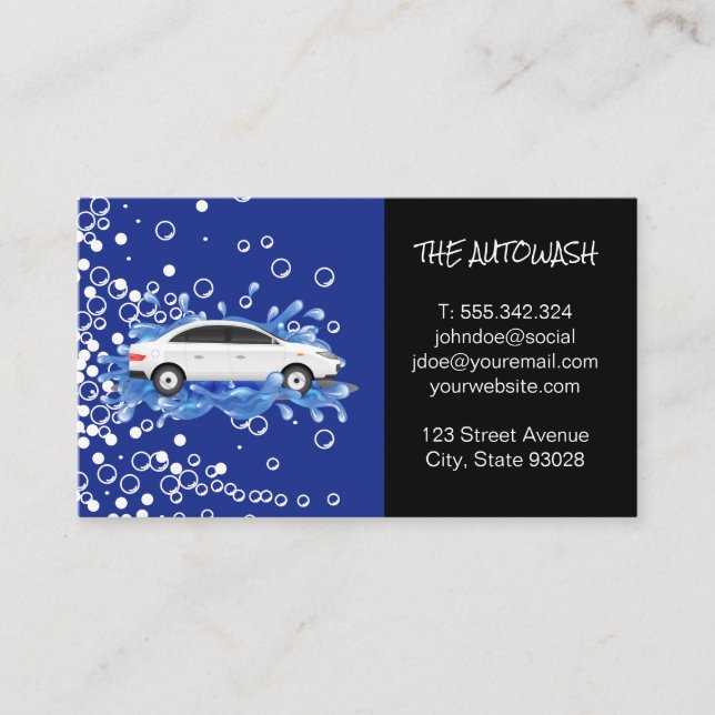 Car Wash | Cleaning Service | Car in Water Business Card (Front)