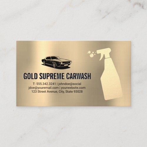 Car Wash Cleaning Service Gold Metallic Background Business Card