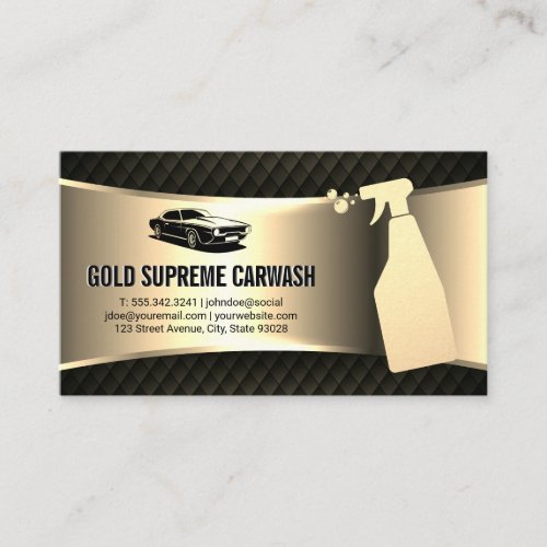 Car Wash Cleaning Service Gold Metallic Black Mesh Business Card