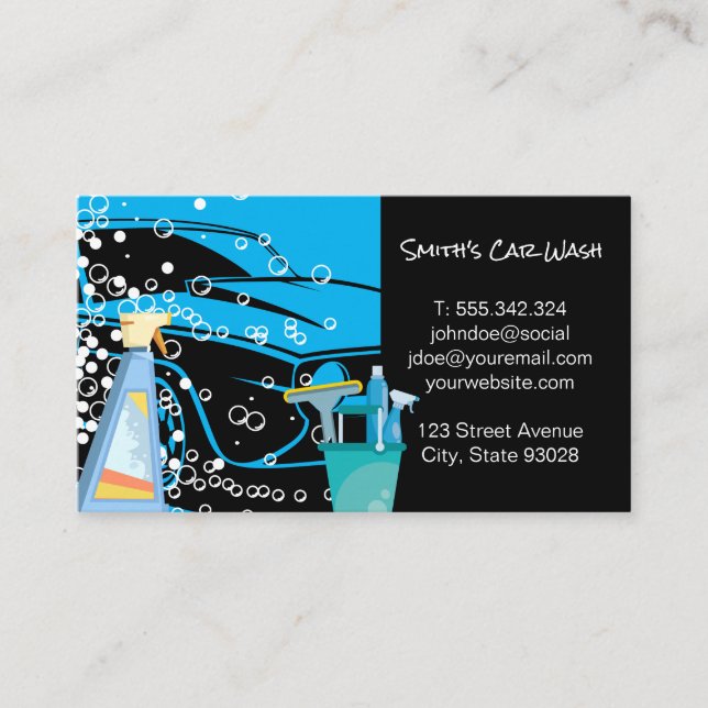 Car Wash Cleaning Supplies Business Card (Front)