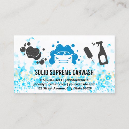 Car Wash  Cleaning Tools  Soap Bubbles Business Card