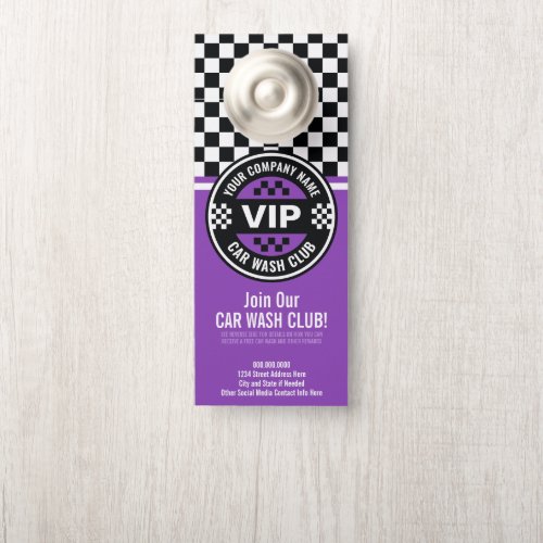 Car Wash Club _ Racing Checkered Flag Rewards Door Hanger